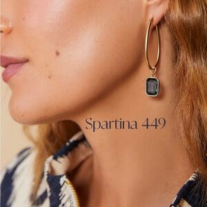 Spartina 449 Chateau Hoop Earrings Navy NWT